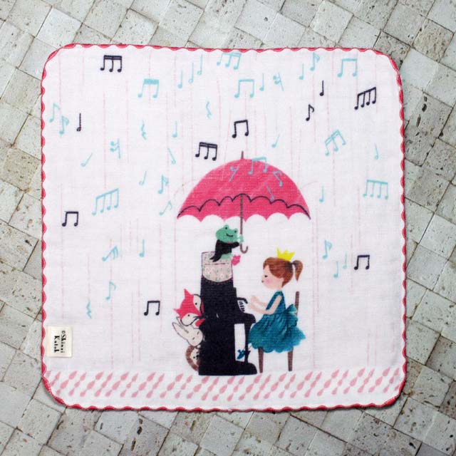 泉州タオル ShinziKatoh タオルハンカチ 雨音 ピアノ 音楽雑貨 音楽グッズ 音楽ギフト