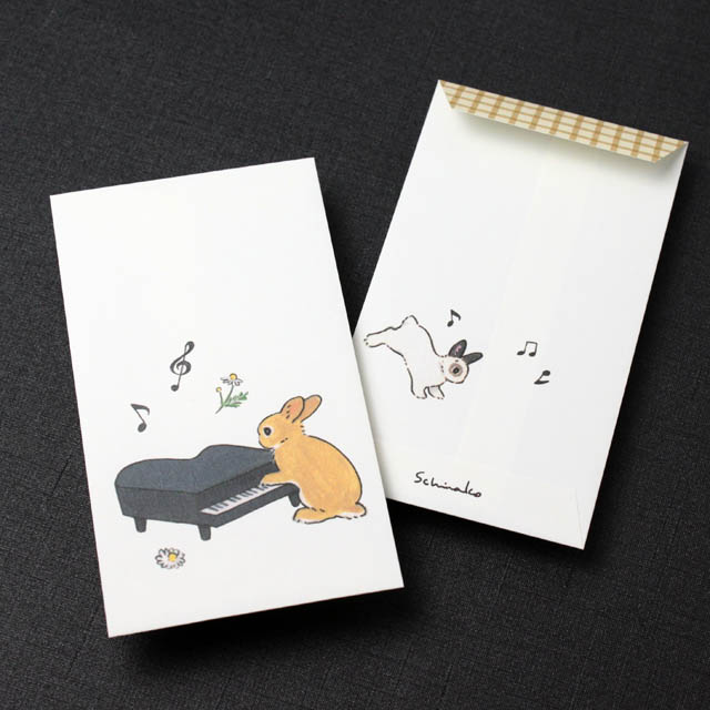 ポチ袋 うさぎ グランドピアノ 音楽雑貨 音楽グッズ 演奏会謝礼