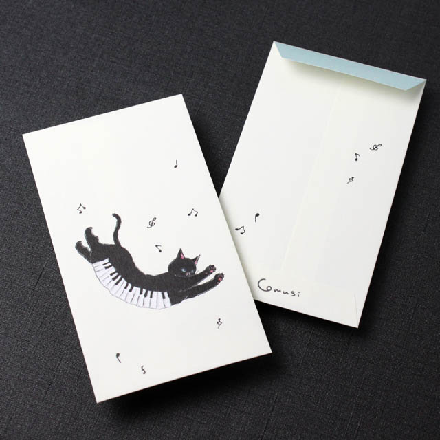 ポチ袋 黒猫 ピアノ鍵盤 音楽雑貨 音楽グッズ 演奏会謝礼