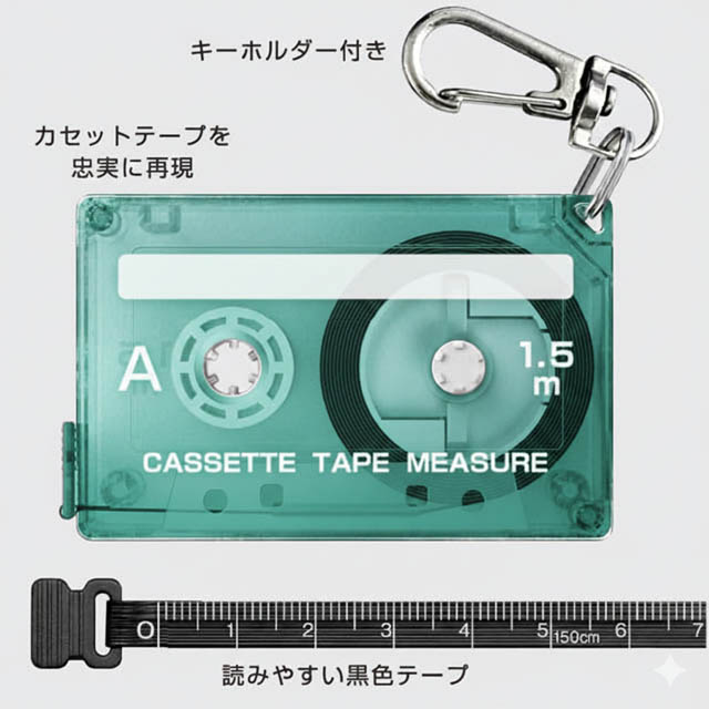 カセットテープ メジャー 《 Vintage Blue 》 038834 音楽雑貨