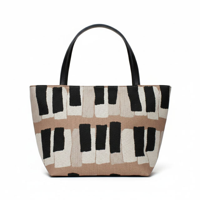 尾州織 ピアノ 鍵盤 トラペーズバッグ くすみカラー 音楽ギフト 音楽グッズ 音楽雑貨