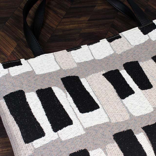 尾州織 ピアノ 鍵盤 トート グレージュ 音楽ギフト 音楽グッズ 音楽雑貨