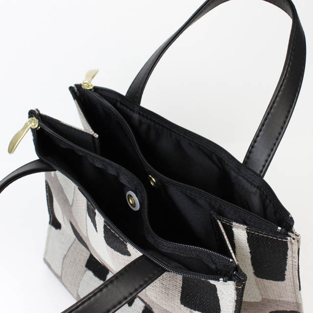 尾州織 ピアノ 鍵盤 手提げ TwinZip グレージュ 音楽ギフト 音楽グッズ 音楽雑貨