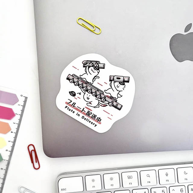 フルート flute ステッカー ニャマト楽器便 音楽雑貨 音楽グッズ