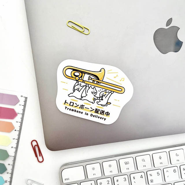トロンボーン Trombone ステッカー ニャマト楽器便 音楽雑貨 音楽グッズ