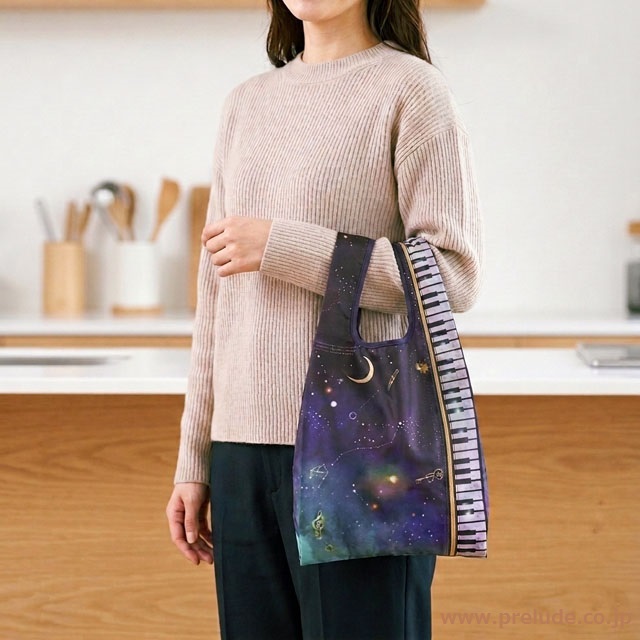 エコバッグ 星空 ピアノ鍵盤 音楽雑貨 音楽グッズ