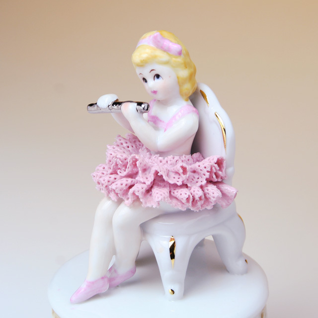 レース人形 フルート flute 楽器のオルゴール 音楽雑貨 音楽ギフト 音楽グッズ