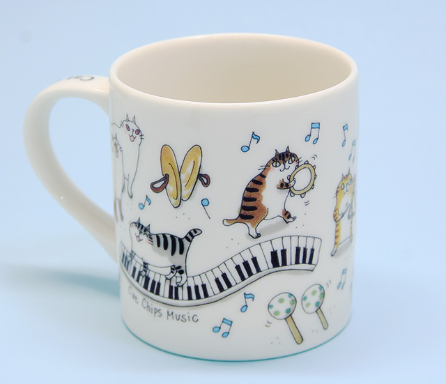 Cat Chips Music　マグカップ 鍵盤 ネコ ピアノ