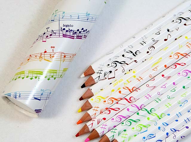 音楽記号　色鉛筆１２色セット 音符 文具　音楽雑貨
