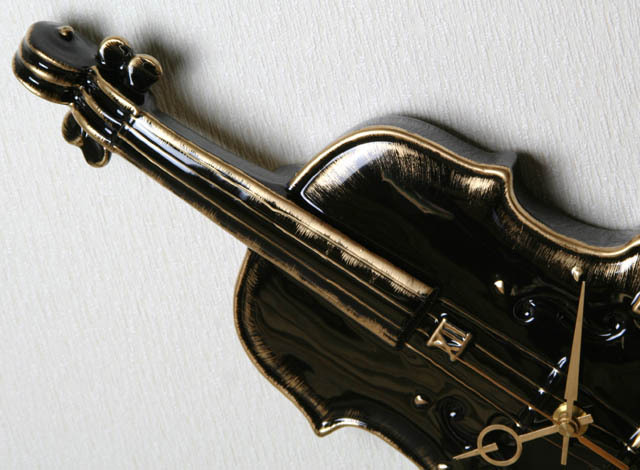 陶器製掛時計 ヴァイオリン 音楽雑貨 ギフト