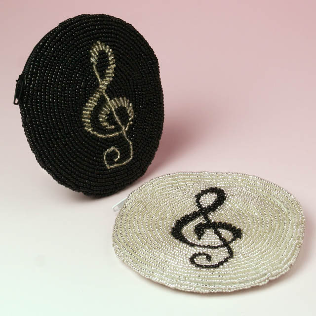 手工品 ビーズコインケース ト音記号 音楽雑貨 音楽グッズ