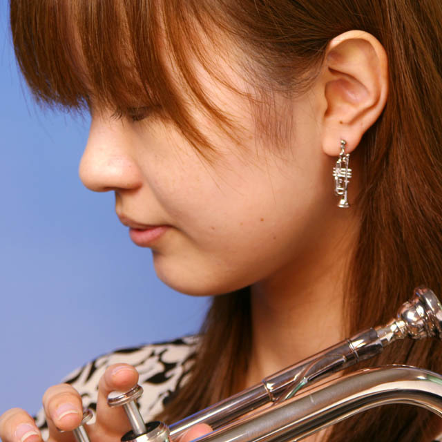 トランペット 3Dピアス 音楽アクセサリー 音楽雑貨 音楽ギフト音楽グッズ trumpet