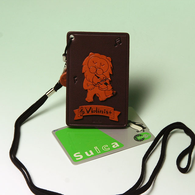 本革 パスケース 定期入れ ヴァイオリン 弦楽器 音楽雑貨 音楽ギフト 音楽グッズ