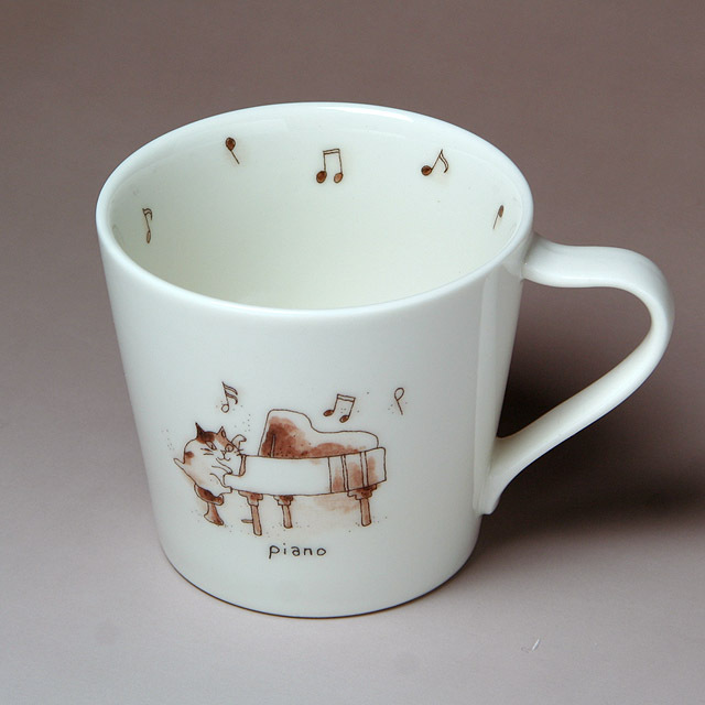 キャットオーケストラ グランドピアノ マグカップ 茶器 音楽雑貨 音楽ギフト 音楽グッズ 音楽小物
