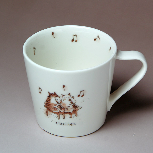 キャットオーケストラ クラリネット マグカップ 茶器 音楽雑貨 音楽ギフト 音楽グッズ 音楽小物