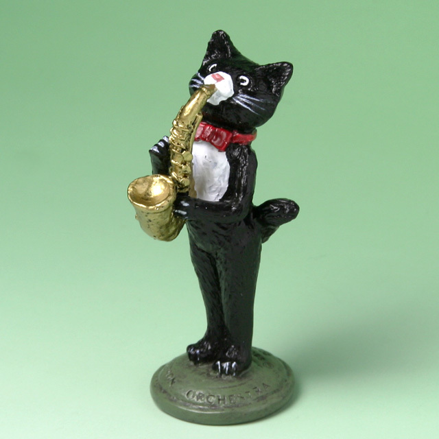 黒ネコ オーケストラ フィギュア アルトサックス 音楽雑貨 音楽グッズ 音楽ギフト