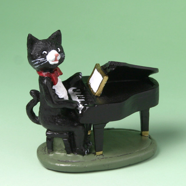黒ネコ オーケストラ フィギュア グランドピアノ 音楽雑貨 音楽グッズ 音楽ギフト