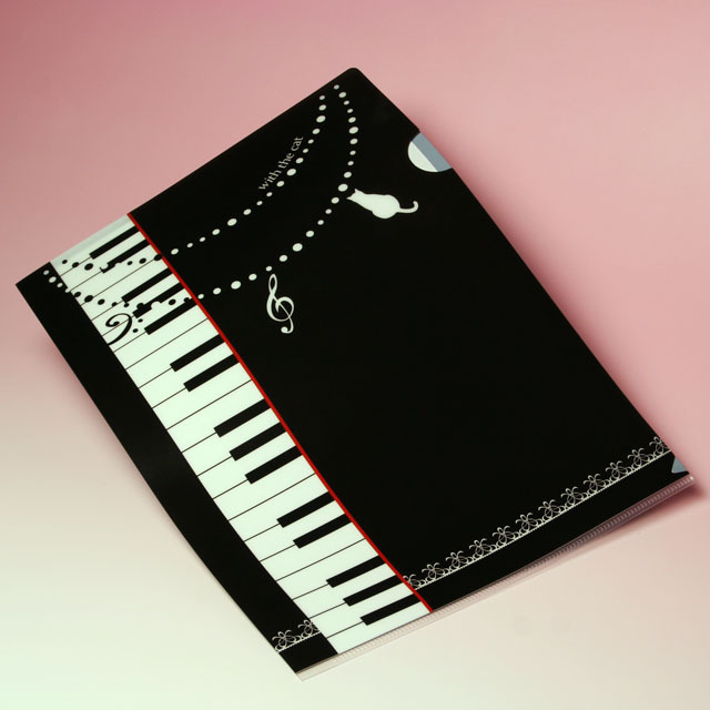 ピアノ 鍵盤 ねこ クリアファイル クリアフォルダ 音楽雑貨 音楽グッズ 音楽ギフト