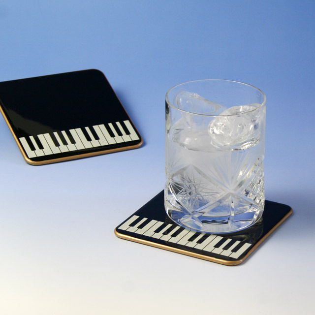 ピアノ 鍵盤 コースター 漆器 音楽雑貨 音楽ギフト 音楽グッズ