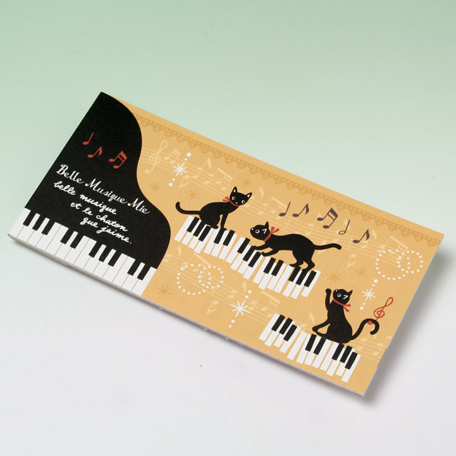 一筆箋 グランドピアノ ネコ 音楽グッズ 音楽雑貨 音楽小物