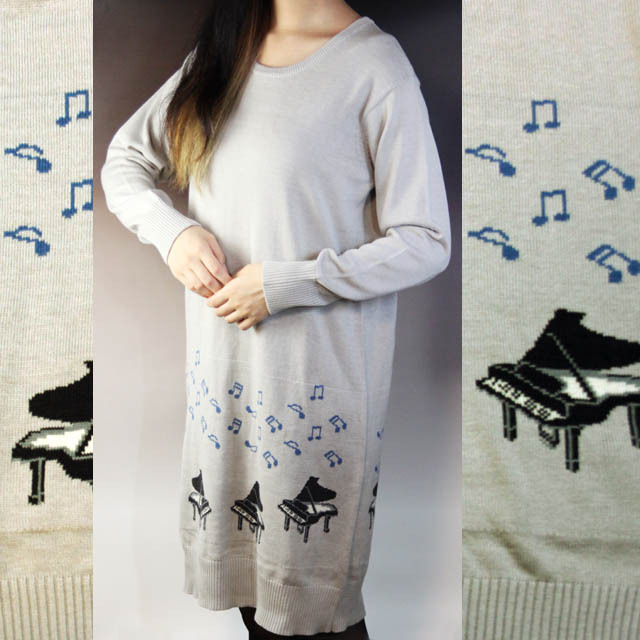 グランドピアノ ジャカード織 ワンピース 音楽雑貨 音楽グッズ