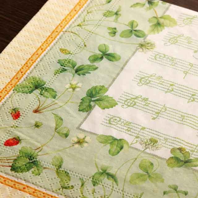 イチゴ 楽譜 ペーパーナプキン 音楽雑貨 音楽グッズ
