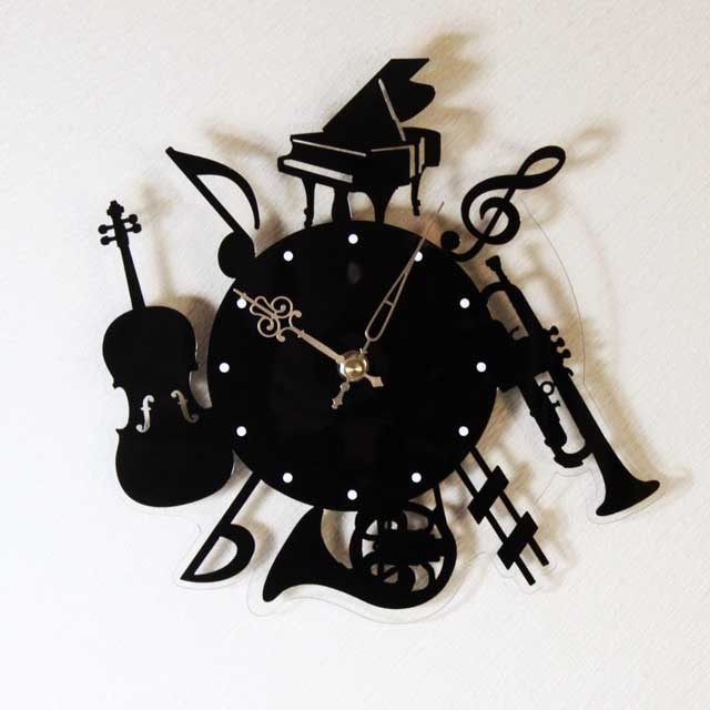 silhouette musique 掛時計 音楽雑貨 音楽ギフト