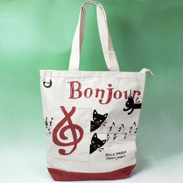 Bonjour Mie ポケット付きトート 音楽雑貨 音符