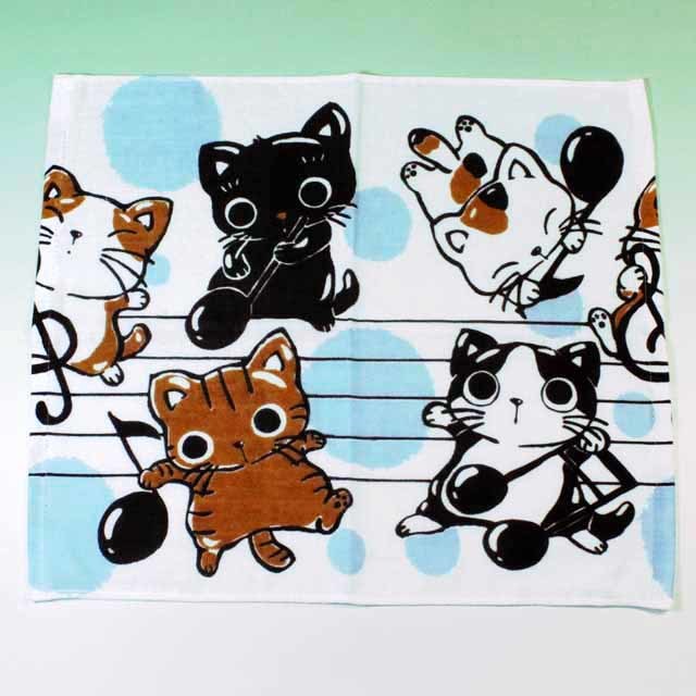 ハンドタオル てぬぐい Yamaneko 音符 音楽雑貨 音楽グッズ