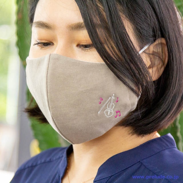 音楽刺繍マスク 弦楽器 ヴァイオリン 音楽雑貨 音楽グッズ