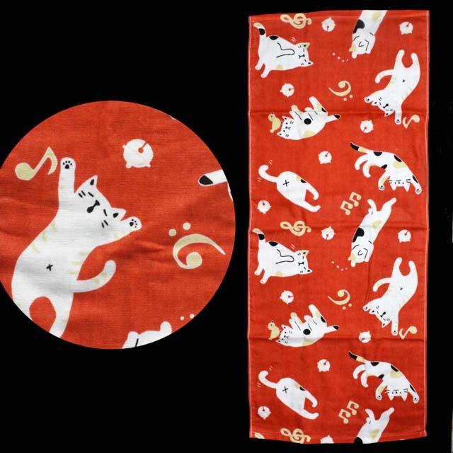 てぬぐいタオル ゆるねこ音符 音楽雑貨 音楽グッズ