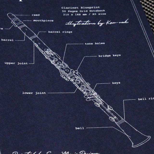 設計図ノート Clarinet クラリネット 音楽雑貨 音楽グッズ 方眼ノート