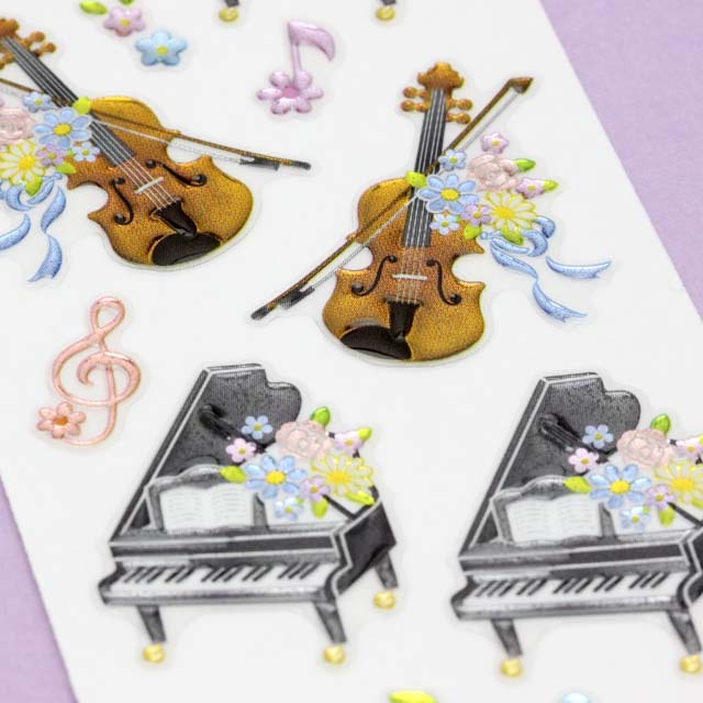 シール ステッカー 楽器 ヴァイオリン ピアノ 音楽雑貨 音楽グッズ