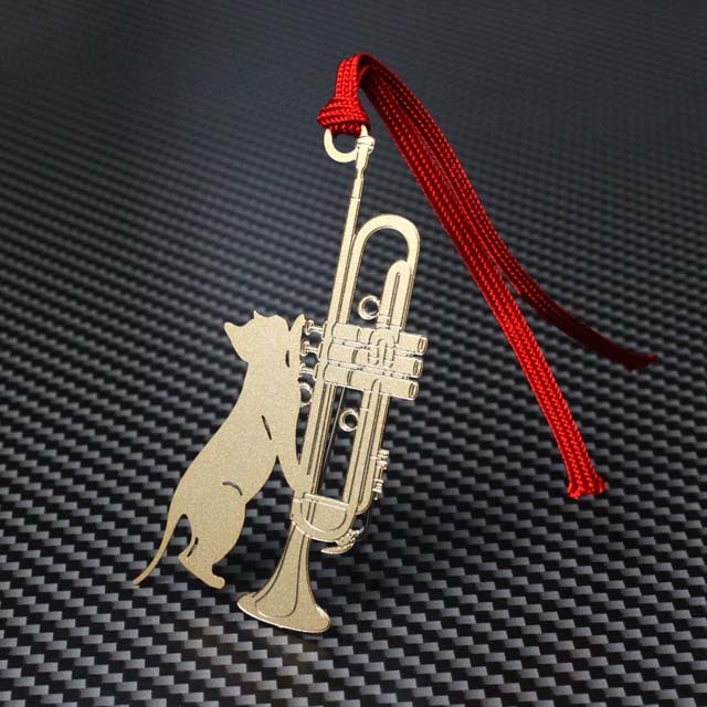 栞 しおり ブックマーク トランペット Trumpet ネコ 音楽雑貨 音楽グッズ 音楽ギフト