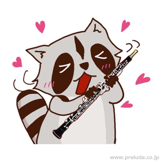 オーボエを吹くアライグマ Raccoon plays Oboe LINEスタンプ 音楽グッズ
