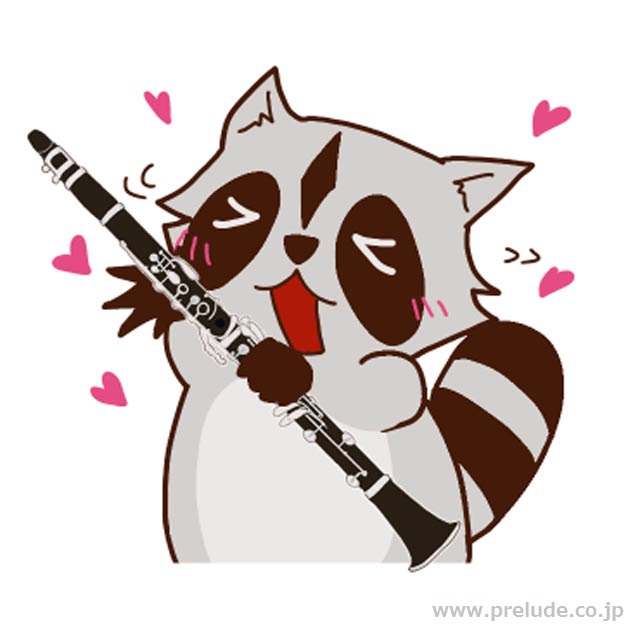 クラリネットを吹くアライグマ Raccoon plays Clarinet LINEスタンプ 音楽グッズ
